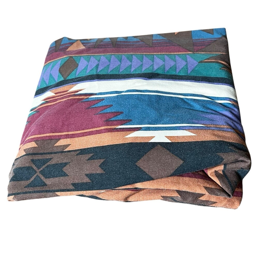 VTG Springmaid Percale 90s Southwestern Aztec Geometric Queen Fitted Bed Sheet